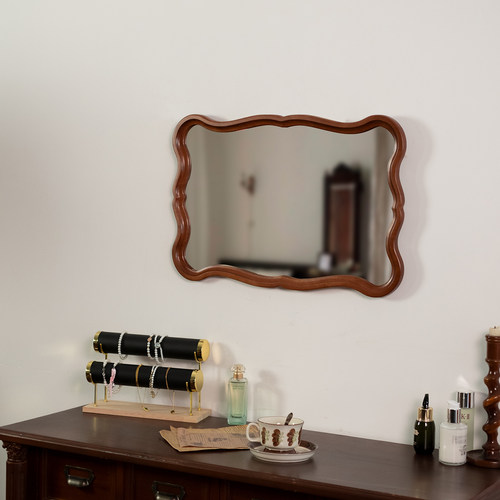 新中式胡桃木法式复古轻奢化妆镜