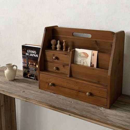 闻森复古做旧收纳箱书桌上整理盒