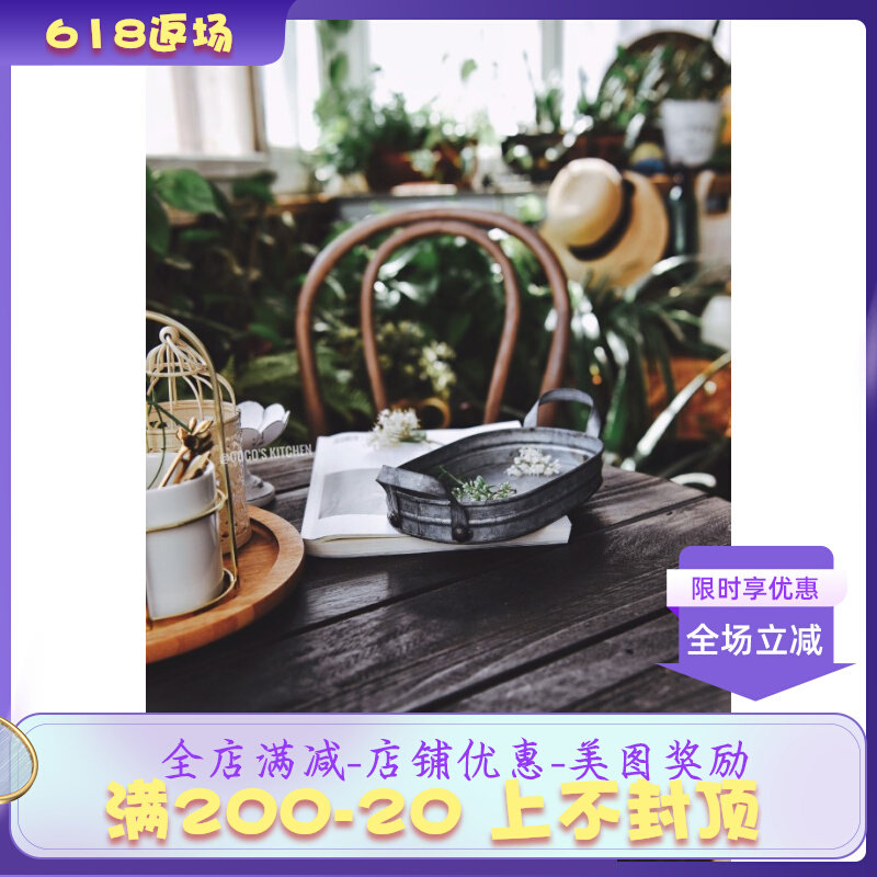 做旧实木桌子复古拍照背景户外老木板圆餐桌N静物美食摆盘拍摄道
