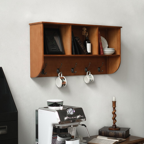 实木复古储物柜原木风杯子收纳架