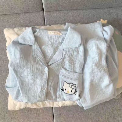 云朵棉睡衣女夏季长袖长裤2025年新款韩版甜美可爱薄款家居服套装