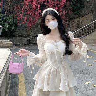 裙 蓬蓬公主裙套装 芭蕾风连衣裙女2025新款 春夏超仙气质温柔灯笼袖