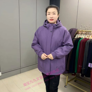 韩版时尚宽松连帽二棉服女2026年新款中老年妈妈装休闲外套