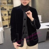 高端时尚 金丝绒压棉短外套女冬舒适丝绒面料绗缝圆领棉服棉衣外套