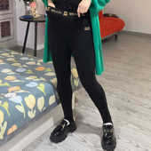 女士秋季 皮长裤 新款 显瘦黑色外穿裤 高腰弹力大码 踩脚面膜打底裤