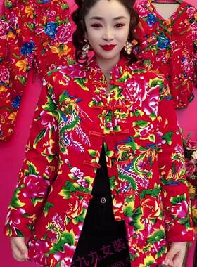 东北大花棉袄女加厚保暖
