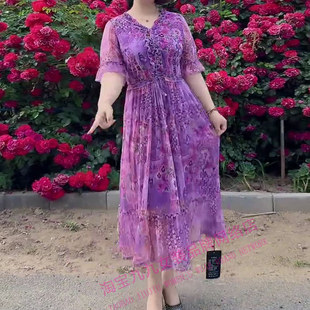 时尚台湾沙连衣裙女2025年夏季新款洋气减龄显瘦中年妈妈网纱裙子