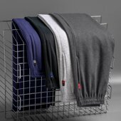 宽松运动男黑色纯棉休闲长裤 卫裤 子大码 薄款 束脚百搭春秋款 春夏季