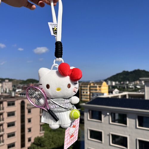 正版HelloKitty网球包包挂件哈喽凯蒂猫毛绒kt猫玩偶运动精致礼物