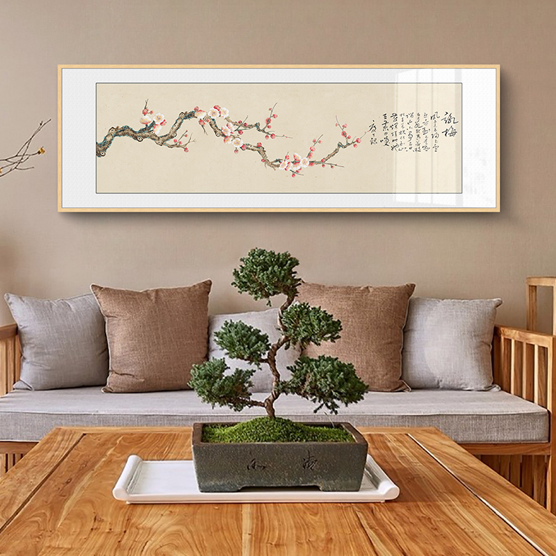 床头挂画国画装饰画新中式卧室壁画中国风花鸟画横幅字画客厅墙画