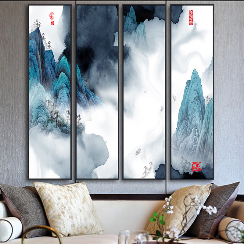 客厅抽象风沙发禅意背景墙画