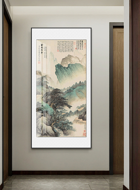 张大千新中式风走廊过道山水画