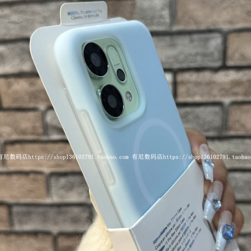 适用reno14磁吸reno14pro手机壳findx8pro液态硅胶findx8s+果冻OPPO保护套ultra奶蓝色至尊版reno13软findx8s