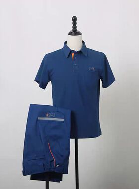 24新款别克工作服4S店工装夏季蓝色短袖T恤售后车间劳保服套装