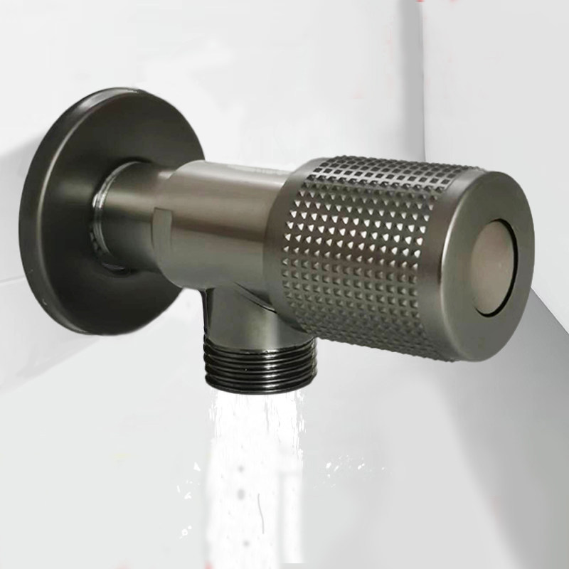 全铜三角阀芯冷热水大流量加厚加长螺纹灰色热水器专用开关止水阀