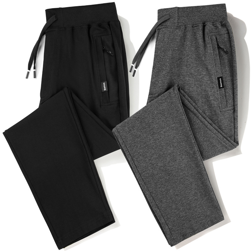 春秋男士纯棉灰色卫裤冬季加绒休闲裤百搭潮流宽松直筒运动裤长裤