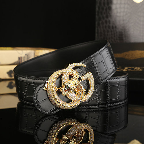 皮带男真牛皮双G龙史蒂芬裤腰带