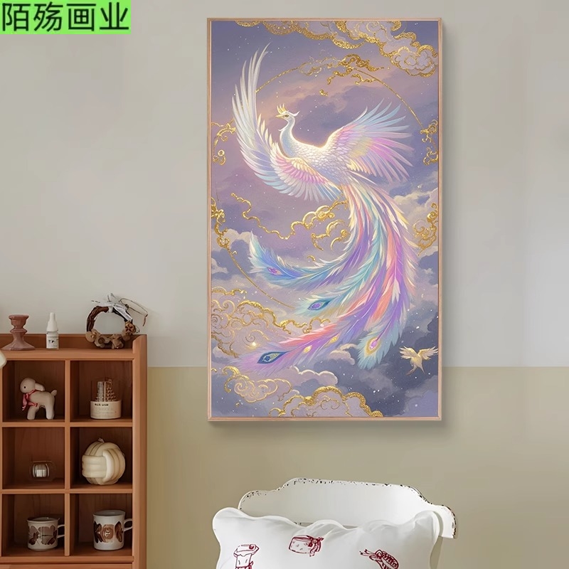 凤凰涅槃新中式客厅玄关装饰画凤凰于飞寓意好凤凰办公室茶室挂画
