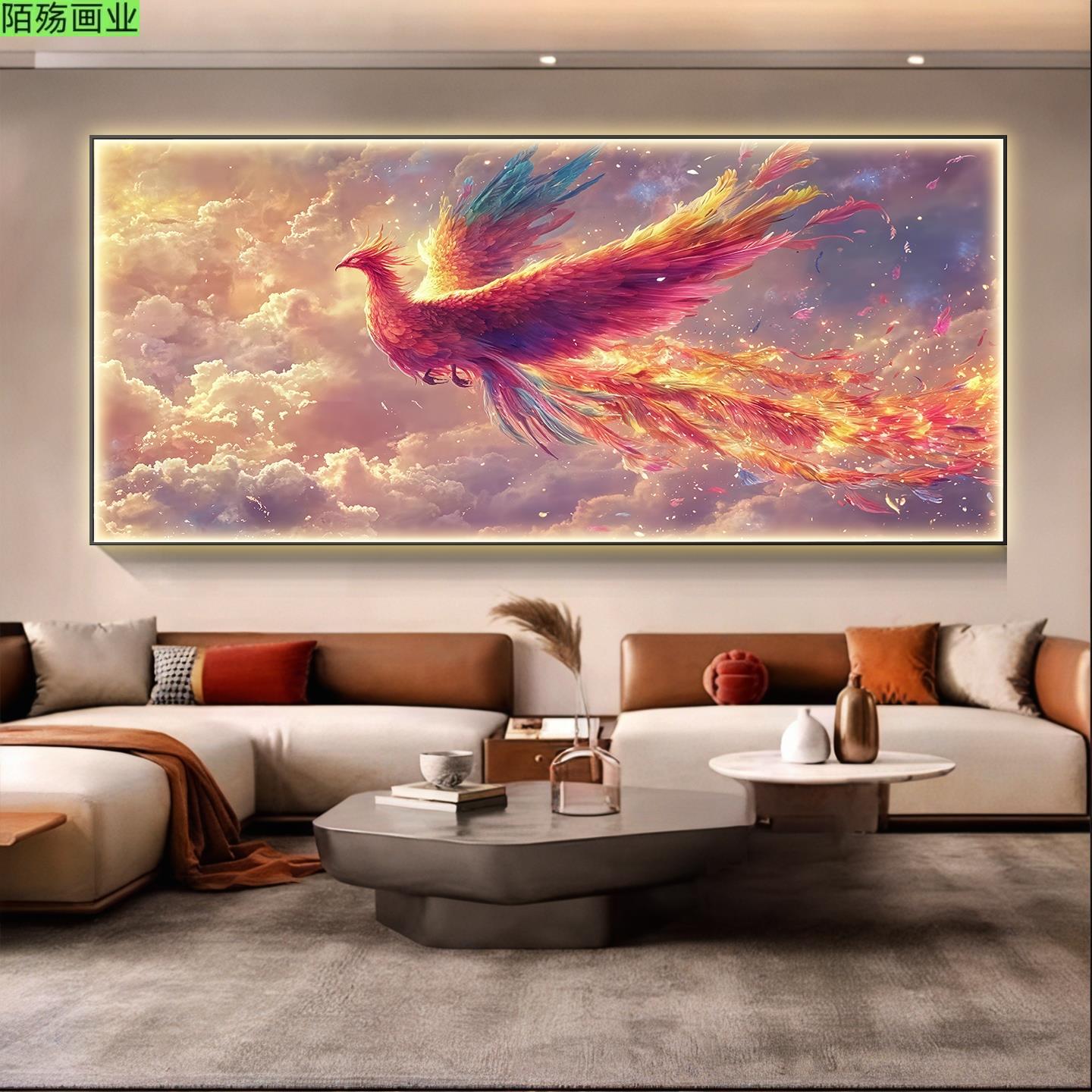凤凰客厅装饰画轻奢高级感寓意好沙发背景墙大气挂画2025新款壁画