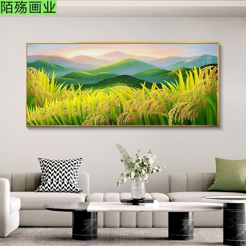 壁画巨人沙发背景墙现代简约装饰画山风景挂画向日葵客厅横幅餐厅
