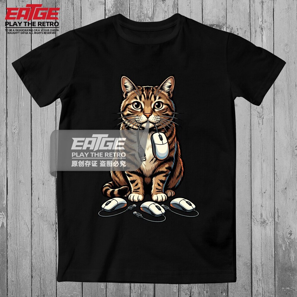 虎猫和老鼠标T恤电竞战袍程序员猫奴喵星人铲屎官EATGE原创体恤