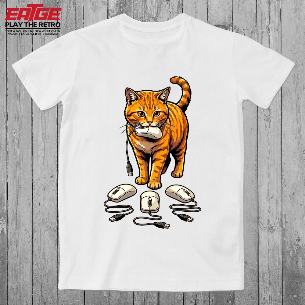 猫鼠游戏T恤猫捉老鼠猫和老鼠标极客程序员电竞战袍EATGE原创体恤