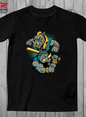 忍者神龟T恤牛头猪面TMNT复古动漫朋克街头原创潮牌纯棉大码体恤