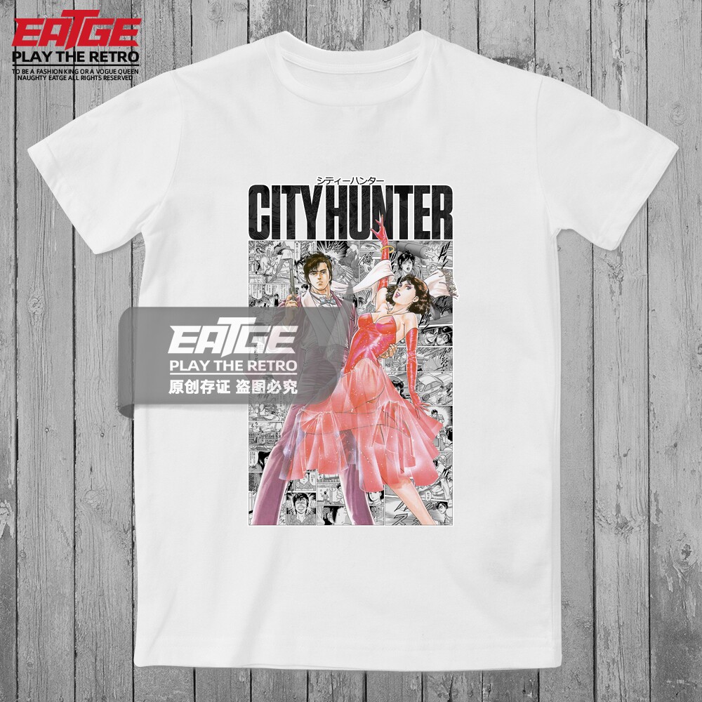 城市猎人T恤纯棉日系复古动漫City Hunter牙羽獠野上牙子同人二创
