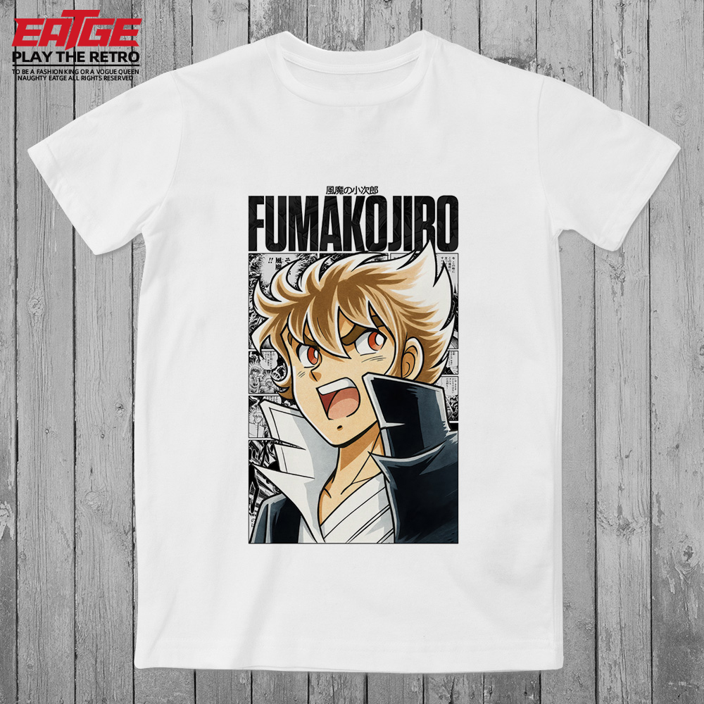 风魔小次郎T恤二次元复古动漫日系漫画纯棉潮牌原创大码宽松体恤