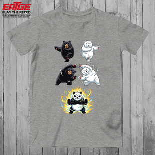 超级赛亚人熊猫战士T恤黑熊北极熊恶搞七龙珠融合术原创纯棉体恤