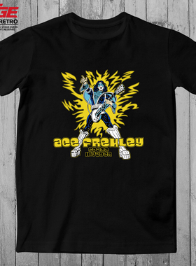 埃斯弗莱利T恤Ace Frehley摇滚金属乐队KISS潮流大码宽松纯棉体恤