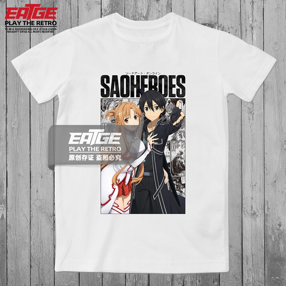 SAO模范夫妻T恤刀剑神域亚丝娜桐人体恤同人二创纯棉二次元潮牌