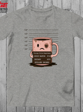 马克杯搞怪T恤恶搞Mugshot创意街头潮流朋克风原创纯棉宽松体恤