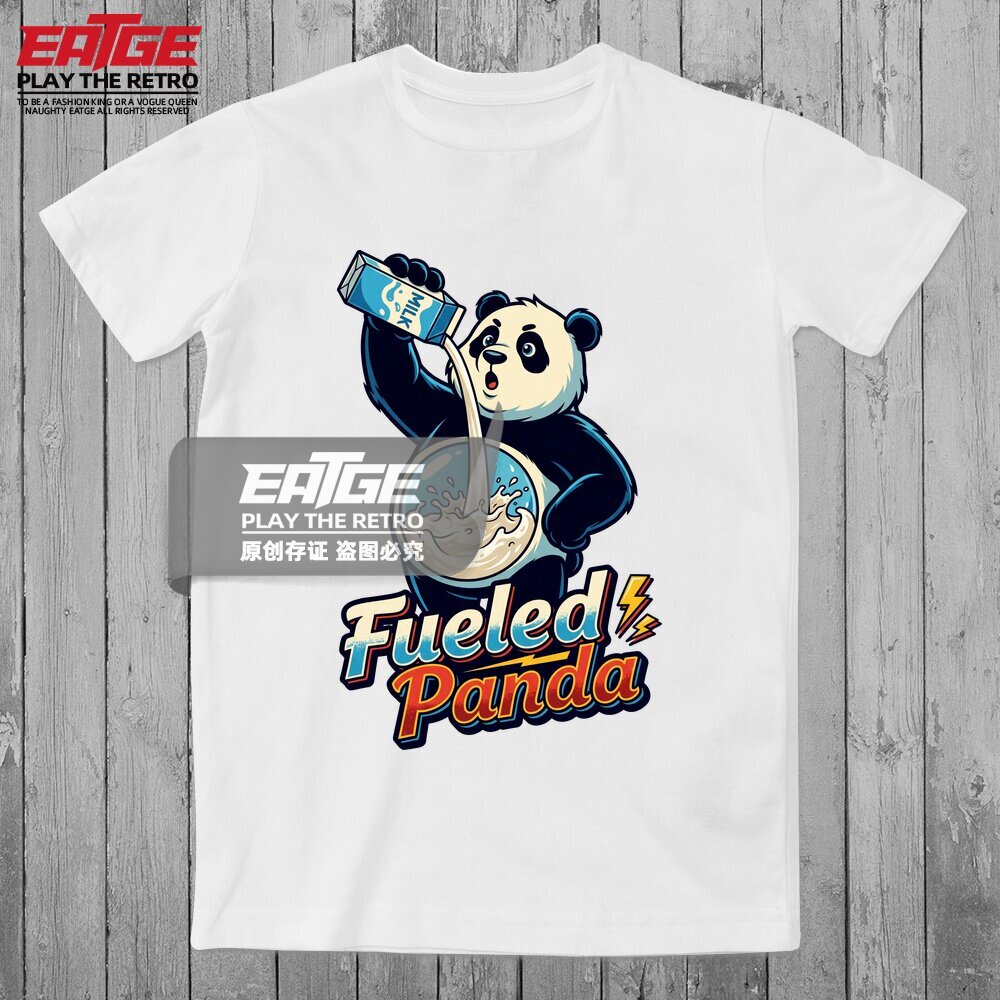 活力能量熊猫牛奶T恤搞怪趣味活力可爱潮牌美式超萌EATGE原创体恤