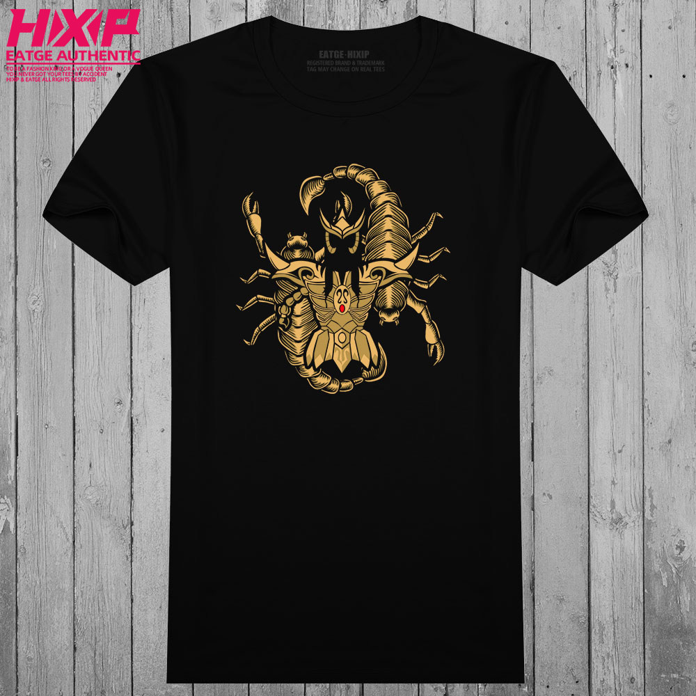 天蝎座scorpio黄金圣衣t恤经典动漫gold saint潮牌纯棉印花黑体恤