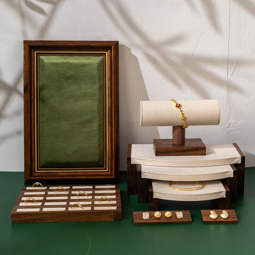 胡桃项链展示架复古戒指拖耳钉板