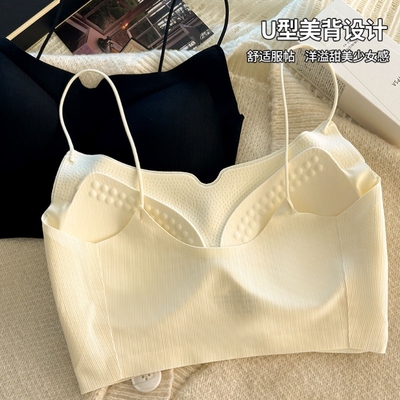 新款隐形无痕内衣女抹胸固定杯小胸聚拢防走光吊带背心文胸罩薄款