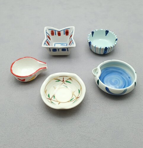 日本怀石会席板前料理陶瓷餐具圆形小吃前菜碟珍味盅鱼子酱调味碟