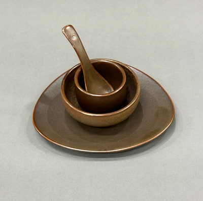 山野风创意陶瓷餐具山缓缓梅果云南贵川菜摆台三件套骨碟水杯勺子