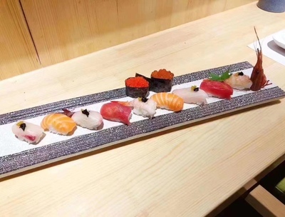 日本怀石会席板前料理陶瓷餐具长方条手握寿司刺身拼盘烧烤肉平板