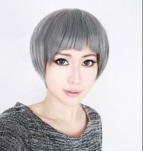 欧美银灰动漫假发COS奶奶灰cosplay 原宿头套新款蘑菇发型短直发