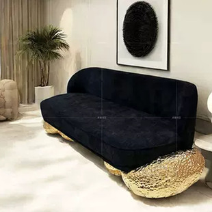 布艺小户型客厅纯铜沙发 轻奢高级感纯铜豪华家用三人位设计师款