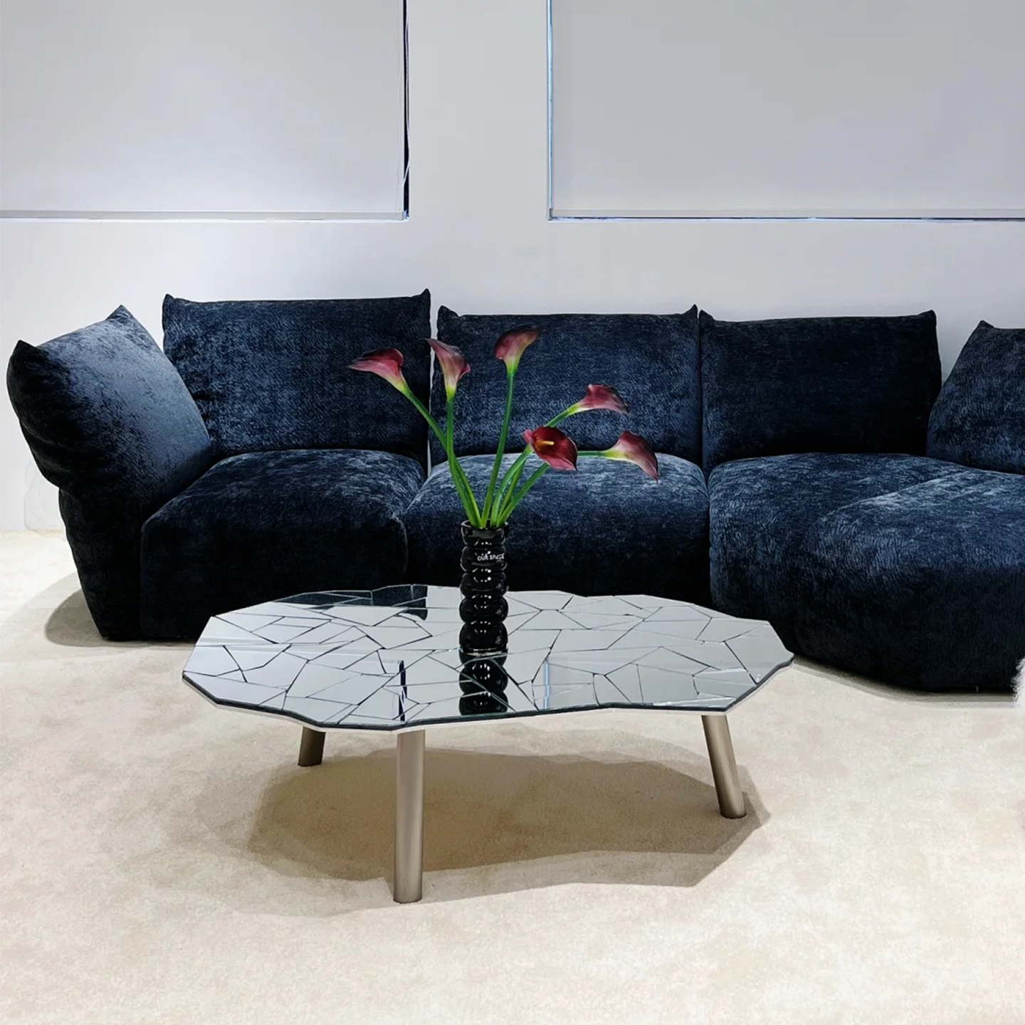 ZYCY意式时尚透明玻璃拼接茶几