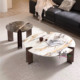 意式 轻奢大理石茶几设计师客厅家用圆形简约不锈钢创意组合茶台