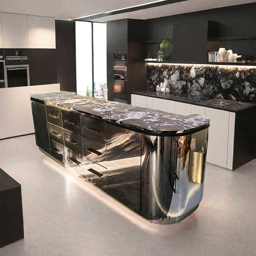 ZYCY岛台定制大理石不锈钢收银台