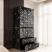 轻奢像素客厅餐边柜创意高端设计师款 艺术彩绘储物柜现代实木酒柜