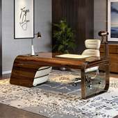 意式 实木办公桌轻奢高级感设计师书桌现代高端别墅创意烤漆老板桌