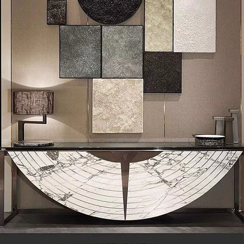 轻奢大理石玄关桌半圆玄关柜