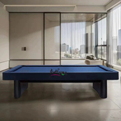 意式 黑八台球桌蓝色布艺商务家用实木球桌设计师桌球台球房娱乐桌