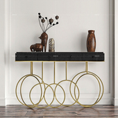 意式 不锈钢玄关台入户正对门高级感玄关桌轻奢豪宅鳄鱼纹玄关柜